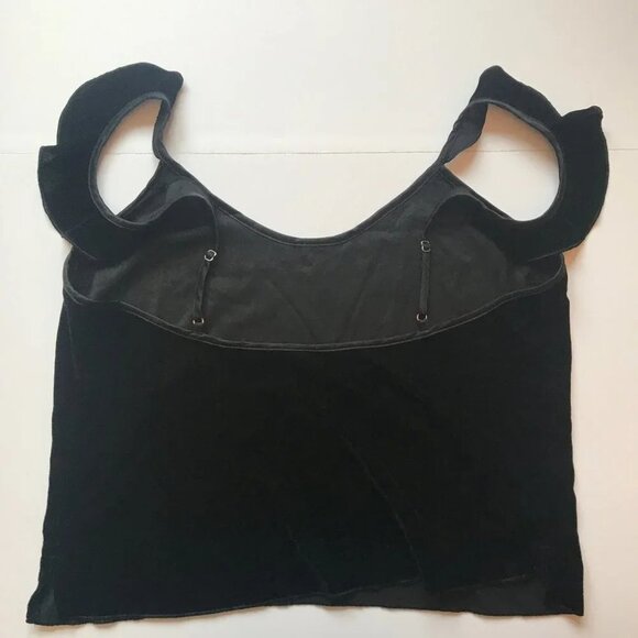 Victoria's Secret Velvet Cami Luxurious Black Ruffle  Straps Top Tank Tee Sz M - Picture 16 of 16